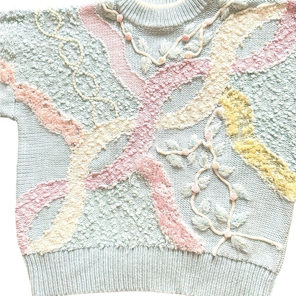 Vintage Jaclyn Smith Pastel Knit Sweater | Textured 80s/90s Pullover | Size M - Picture 7 of 9